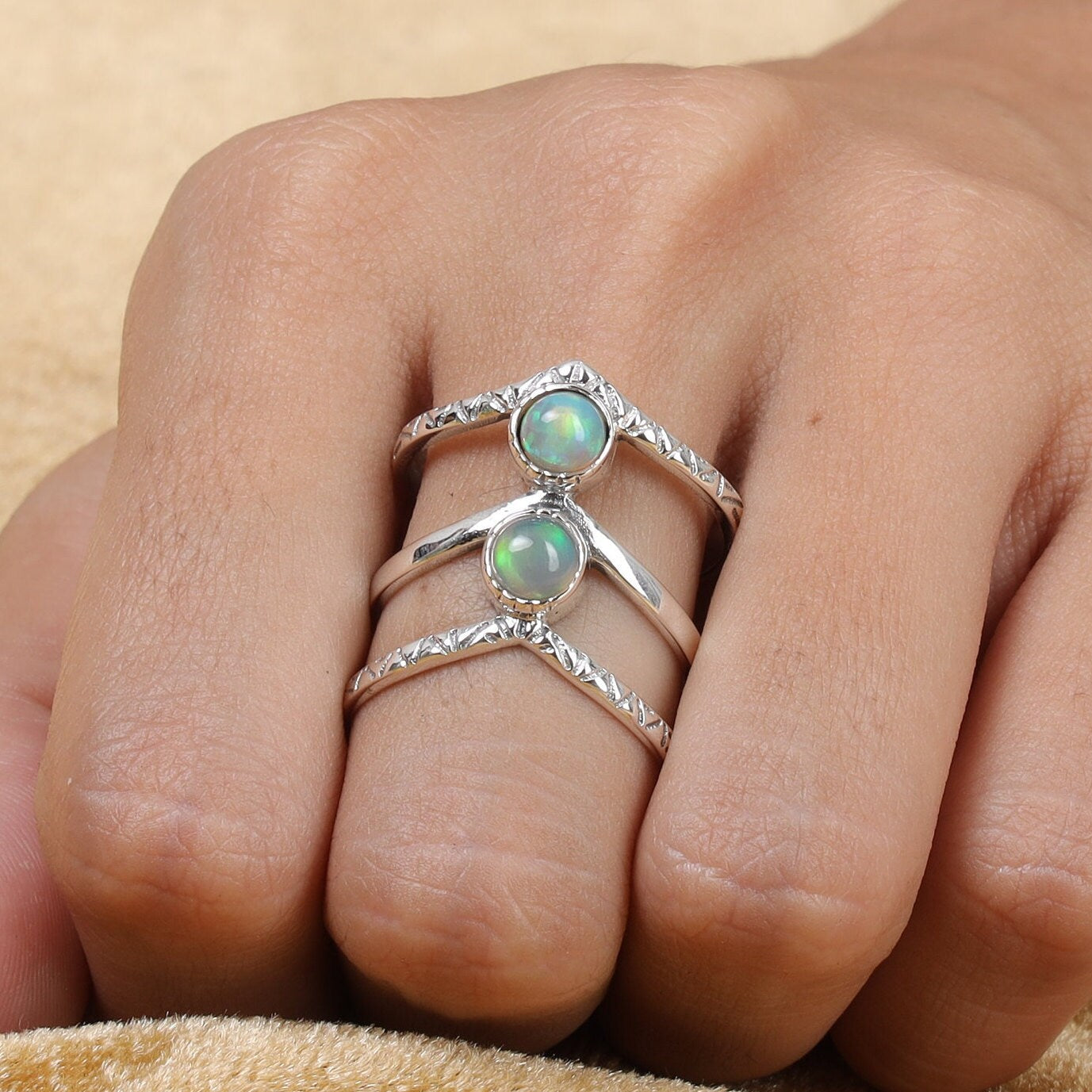 Ethiopian Opal Sterling Silver Ring