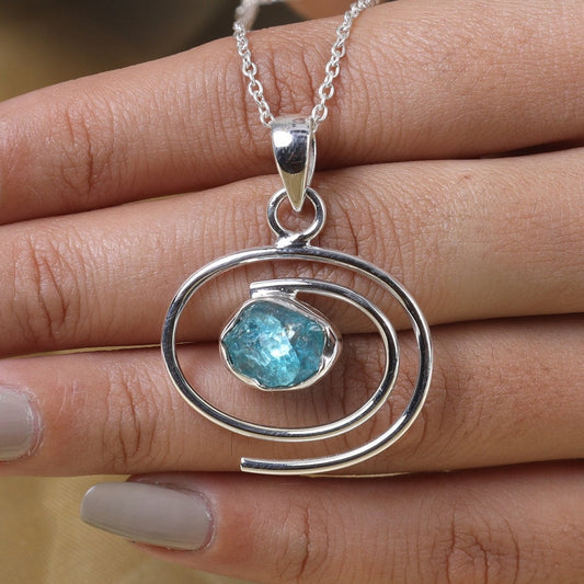 Blue Apatite Sterling Silver Pendant