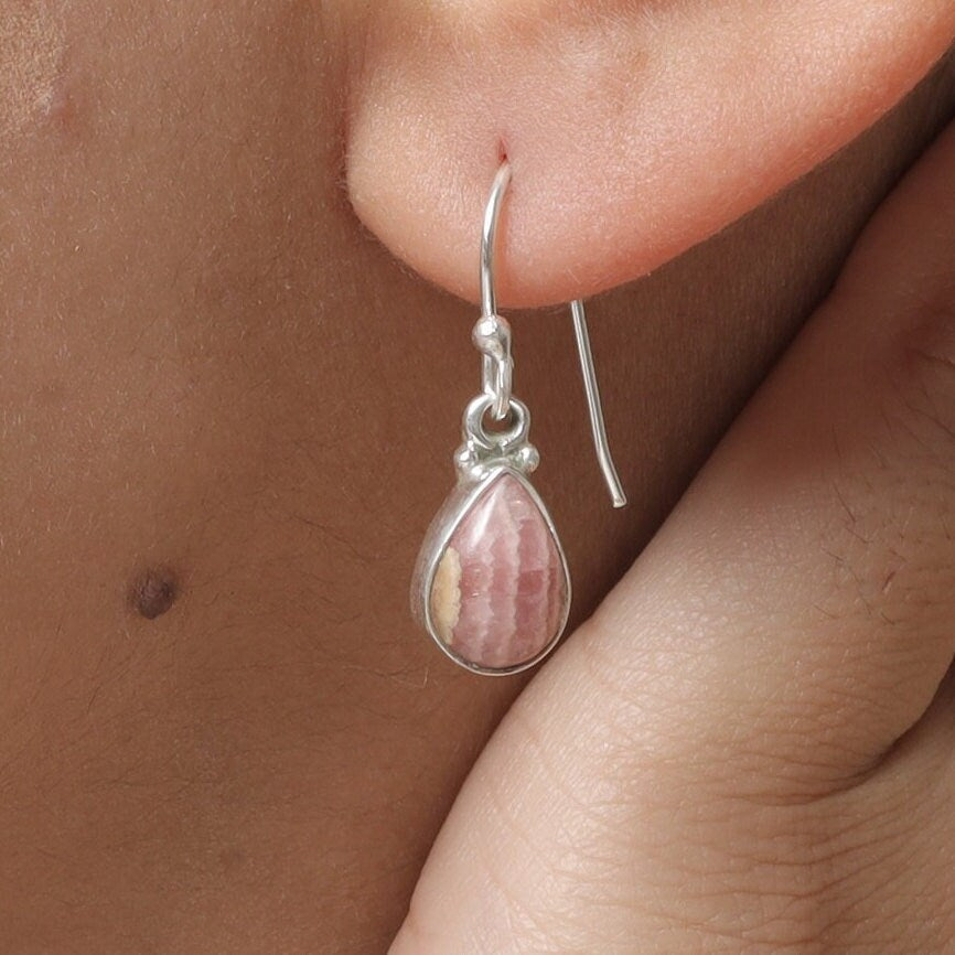 Rhodochrosite Sterling Silver Earrings