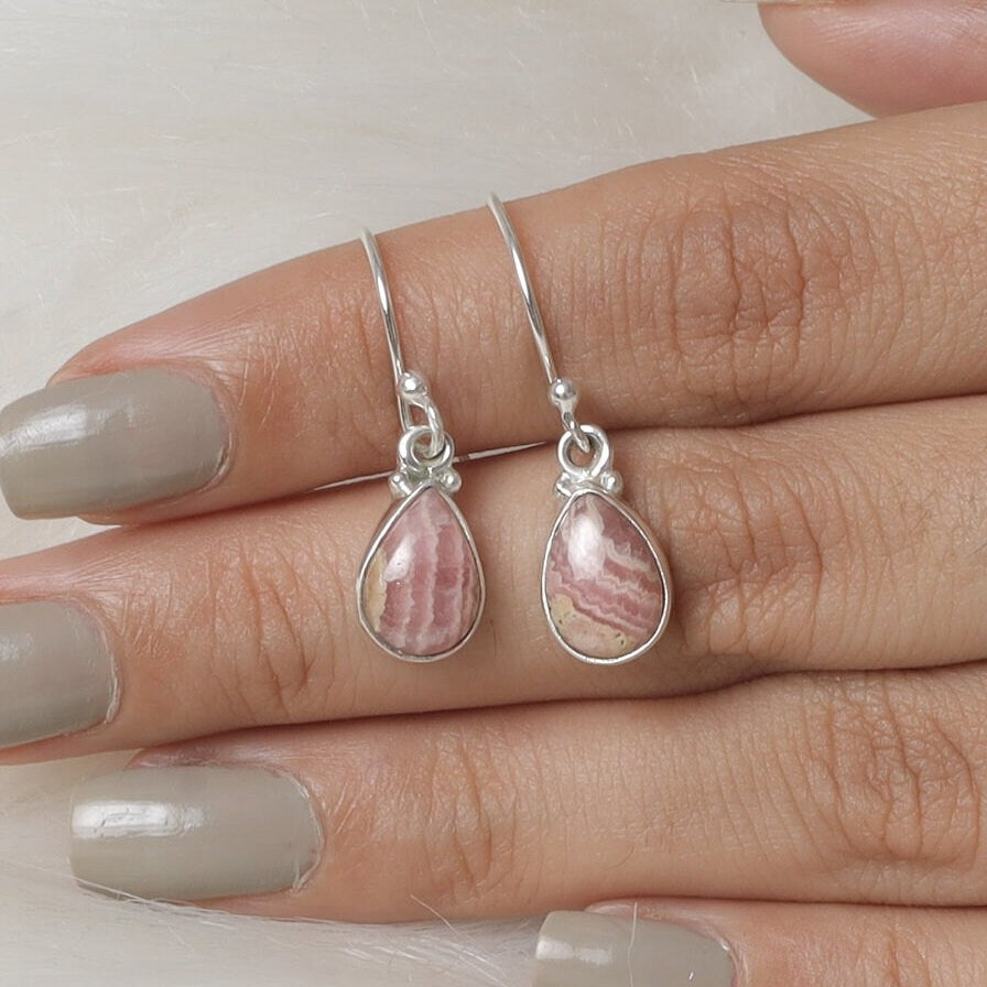 Rhodochrosite Sterling Silver Earrings