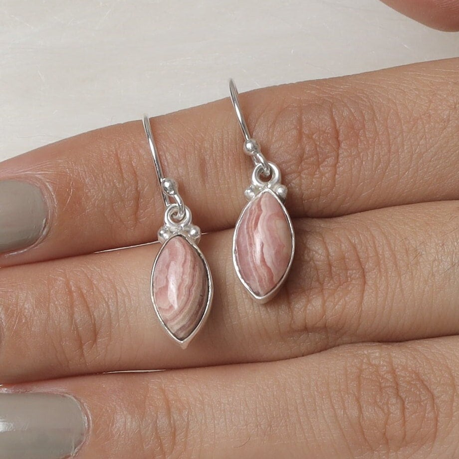 Rhodochrosite Sterling Silver Earrings