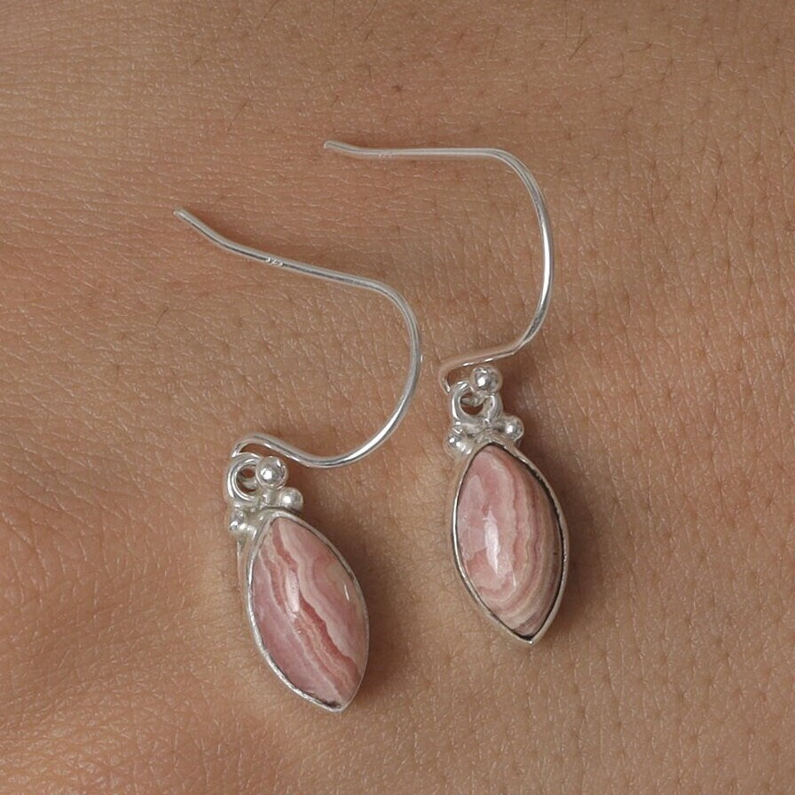 Rhodochrosite Sterling Silver Earrings