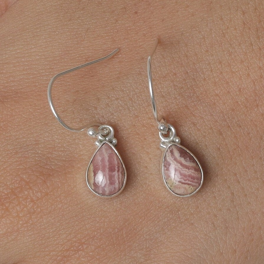 Rhodochrosite Sterling Silver Earrings