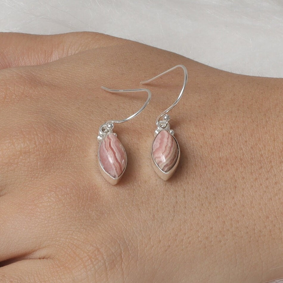 Rhodochrosite Sterling Silver Earrings