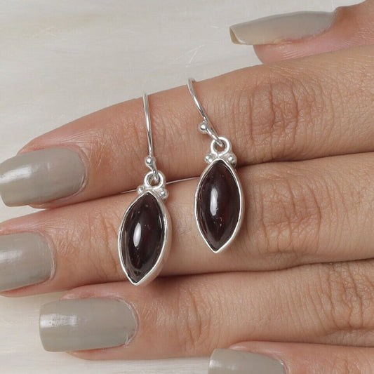 Garnet Sterling Silver Earrings