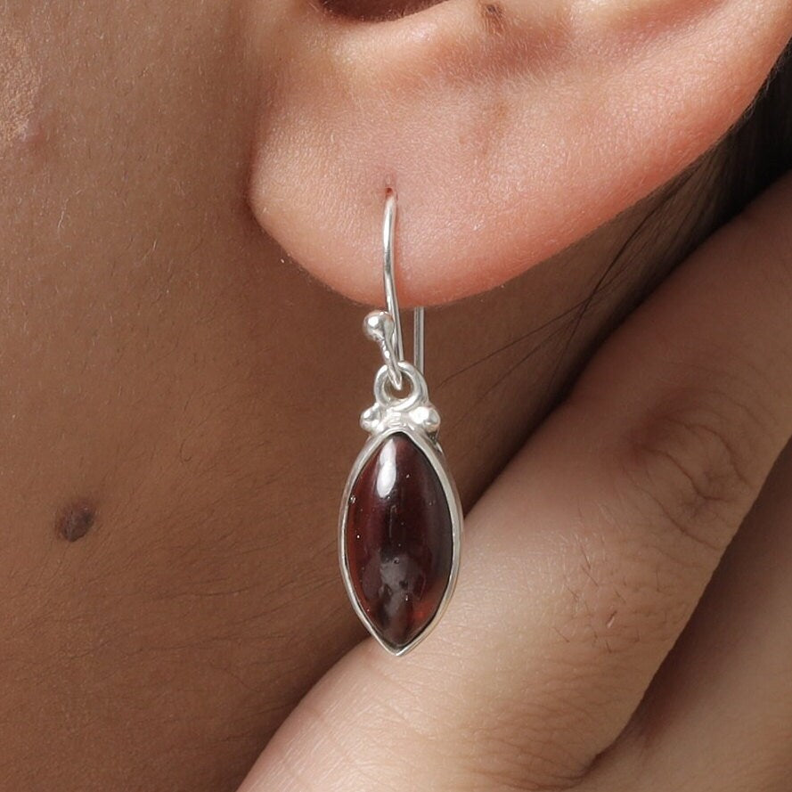 Garnet Sterling Silver Earrings