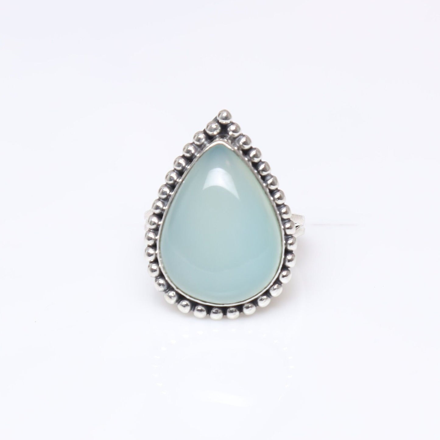 Aqua Chalcedony Sterling Silver Ring