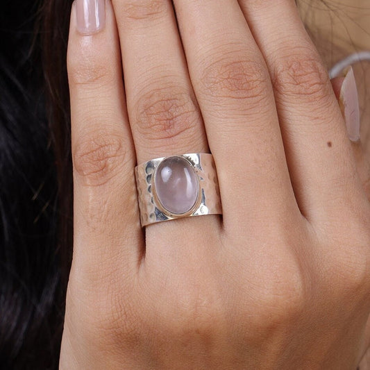 Rose Quartz Sterling Silver Ring