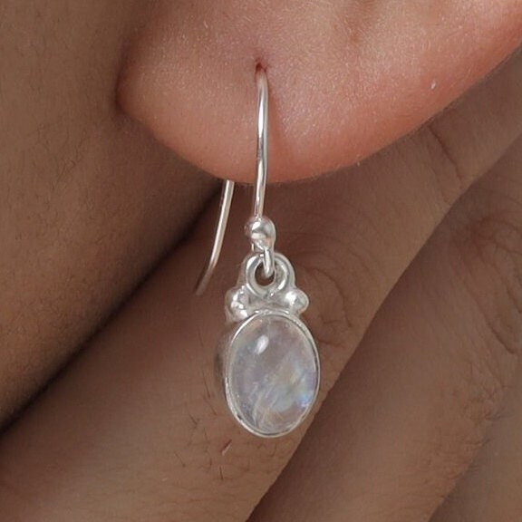 Rainbow Moonstone Sterling Silver Earrings