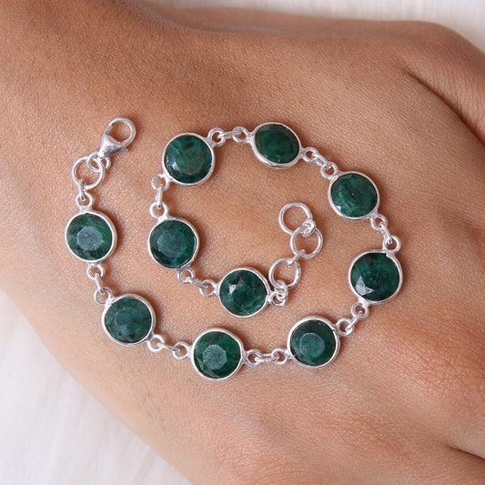 Emerald Sterling Silver Bracelet