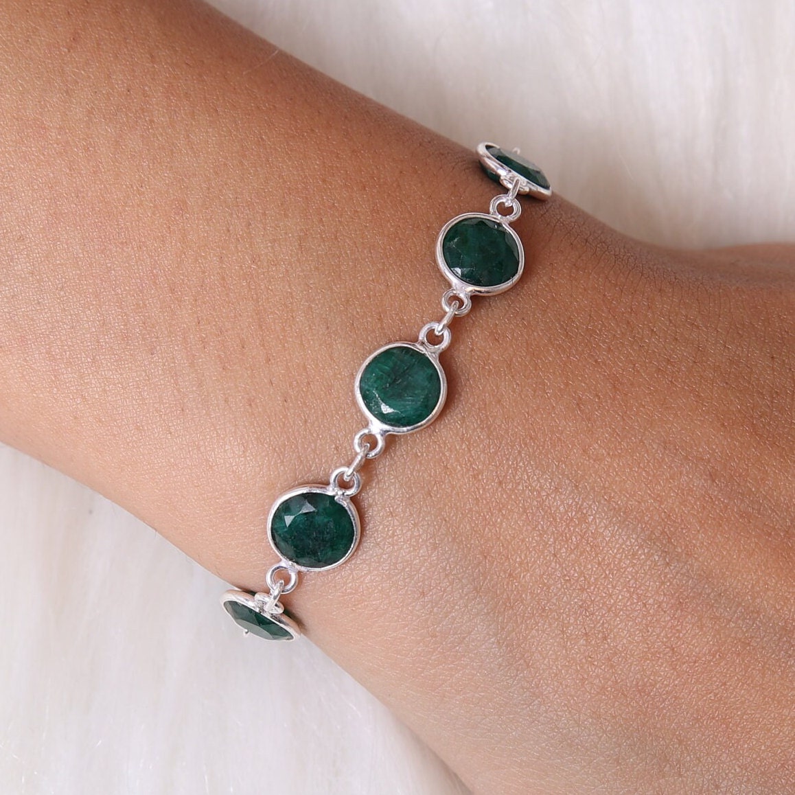 Emerald Sterling Silver Bracelet