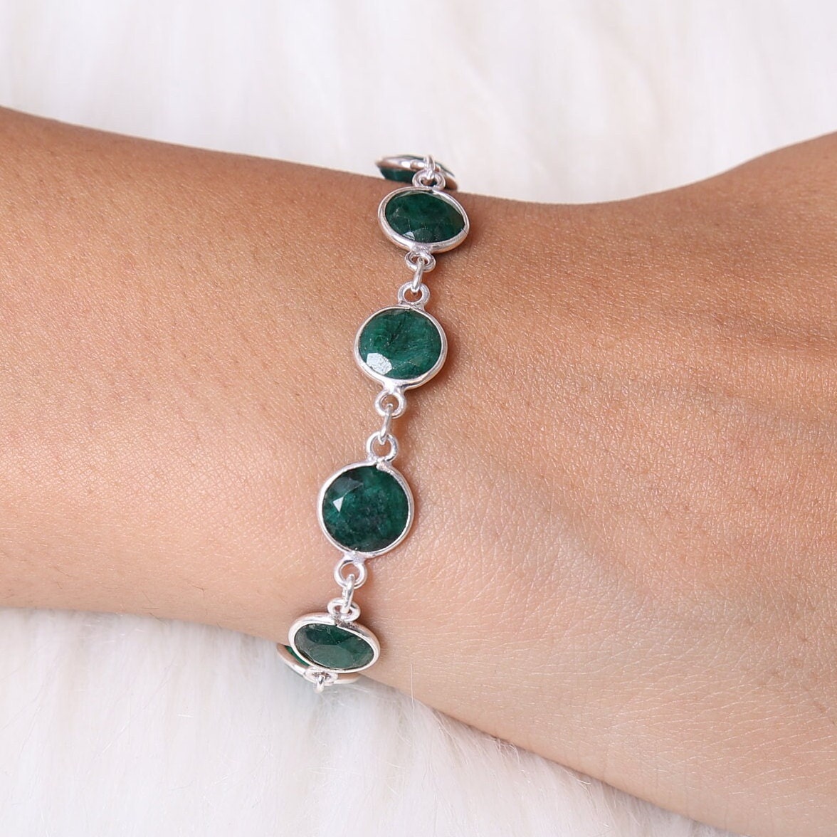 Emerald Sterling Silver Bracelet