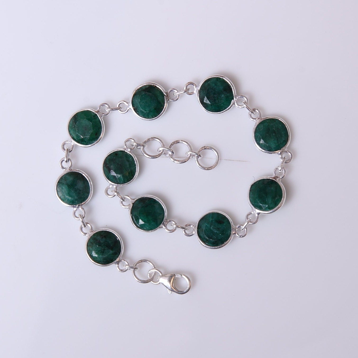 Emerald Sterling Silver Bracelet