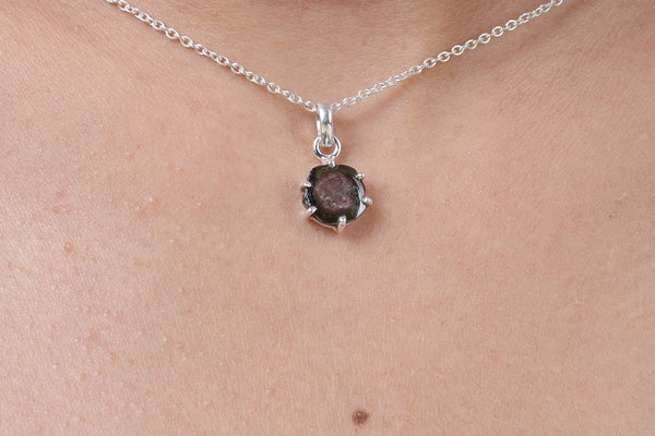 Tourmaline Pendant, 925 Sterling Silver Pendant, Crystal Pendant, Minimalist Pendant, Tourmaline Necklace, Gemstone Pendant, Silver Necklace