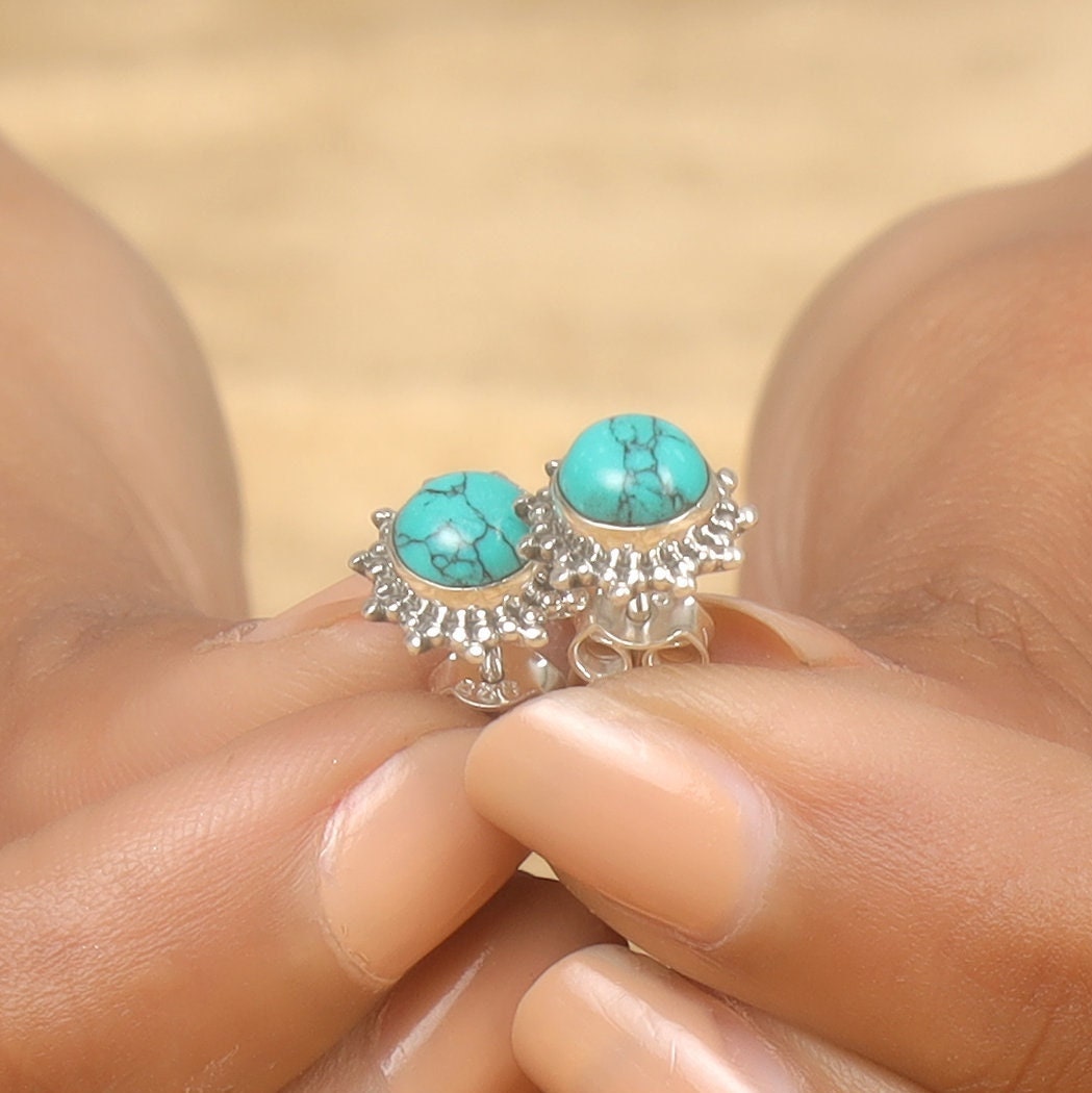 Turquoise Sterling Silver Stud Earrings