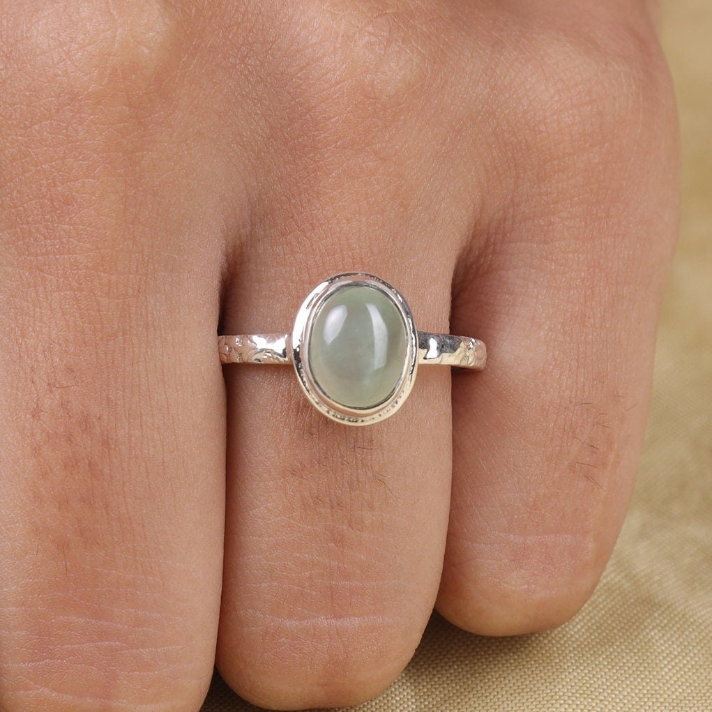 Prehnite Sterling Silver Ring