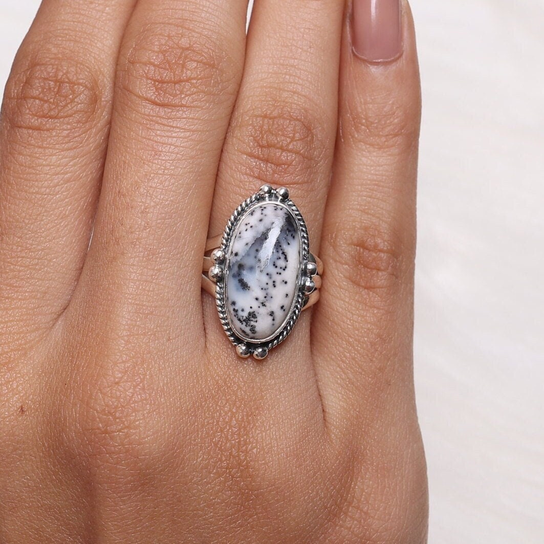 Dendrite Opal Sterling Silver Ring