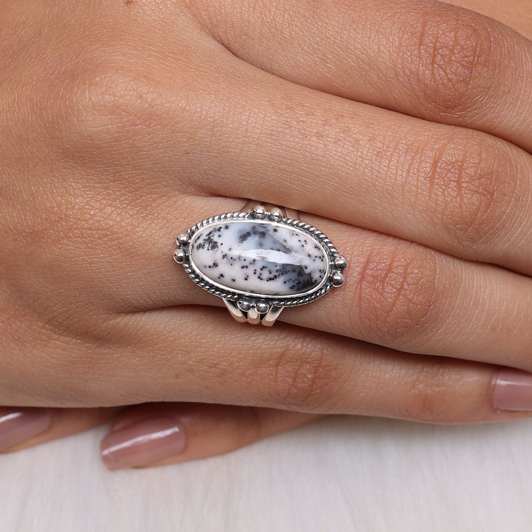 Dendrite Opal Sterling Silver Ring