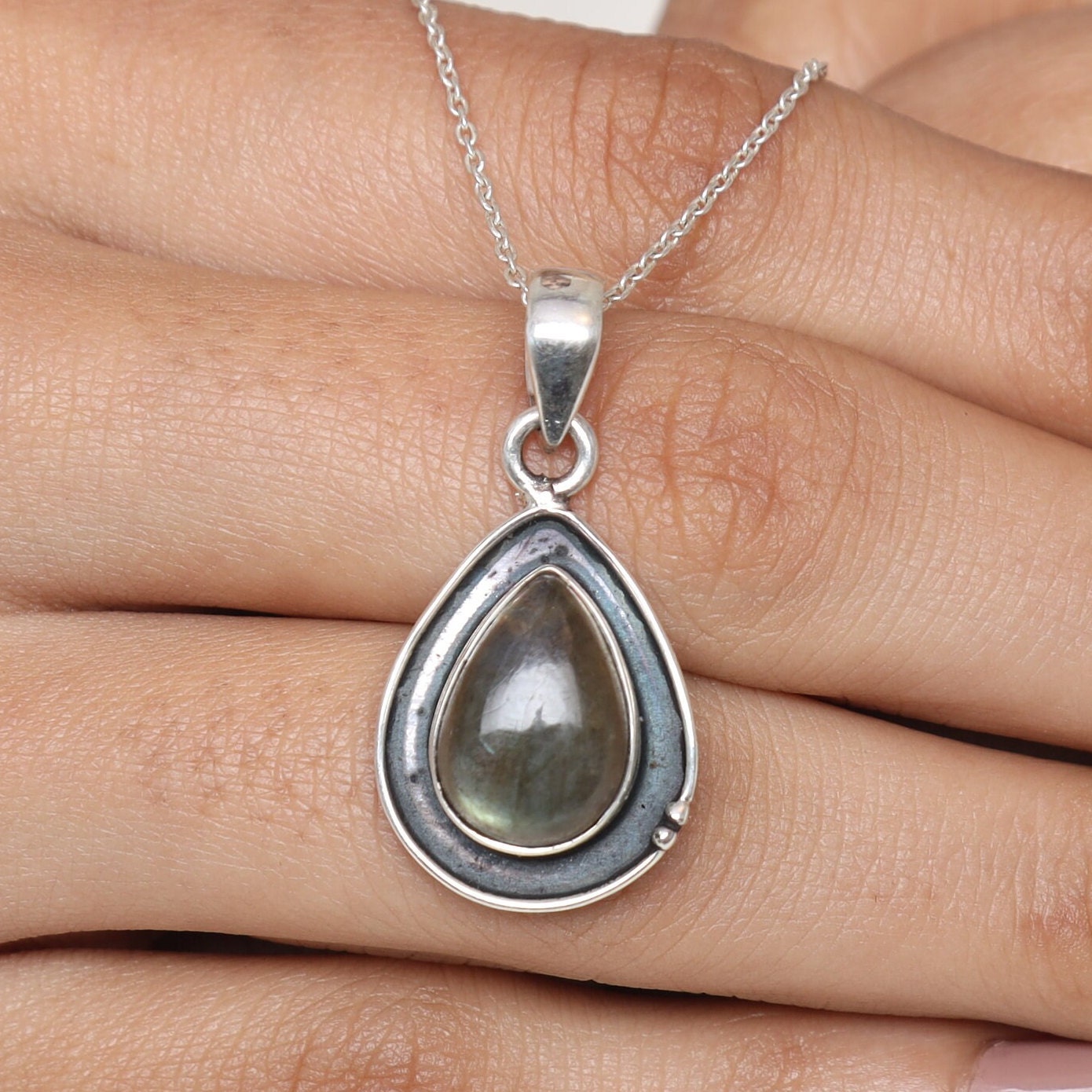 Labradorite Sterling Silver Pendant