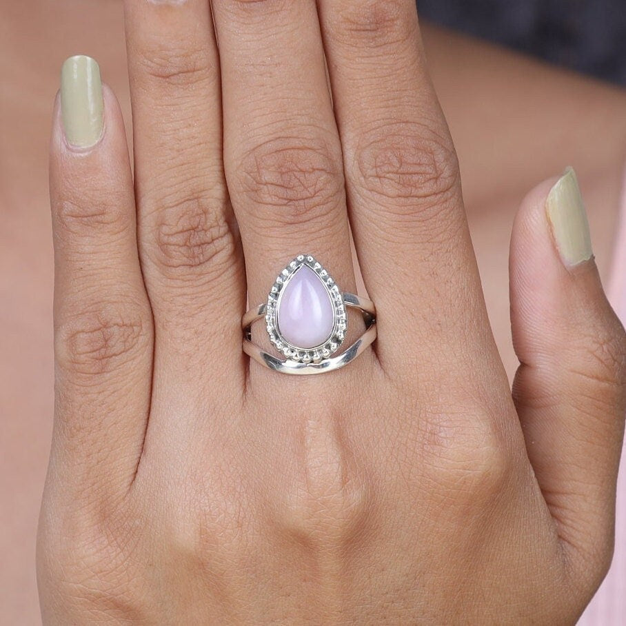 Pink Opal Sterling Silver Ring