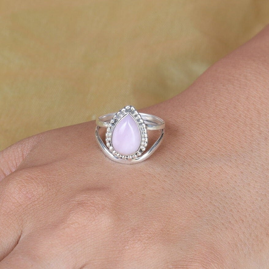 Pink Opal Sterling Silver Ring