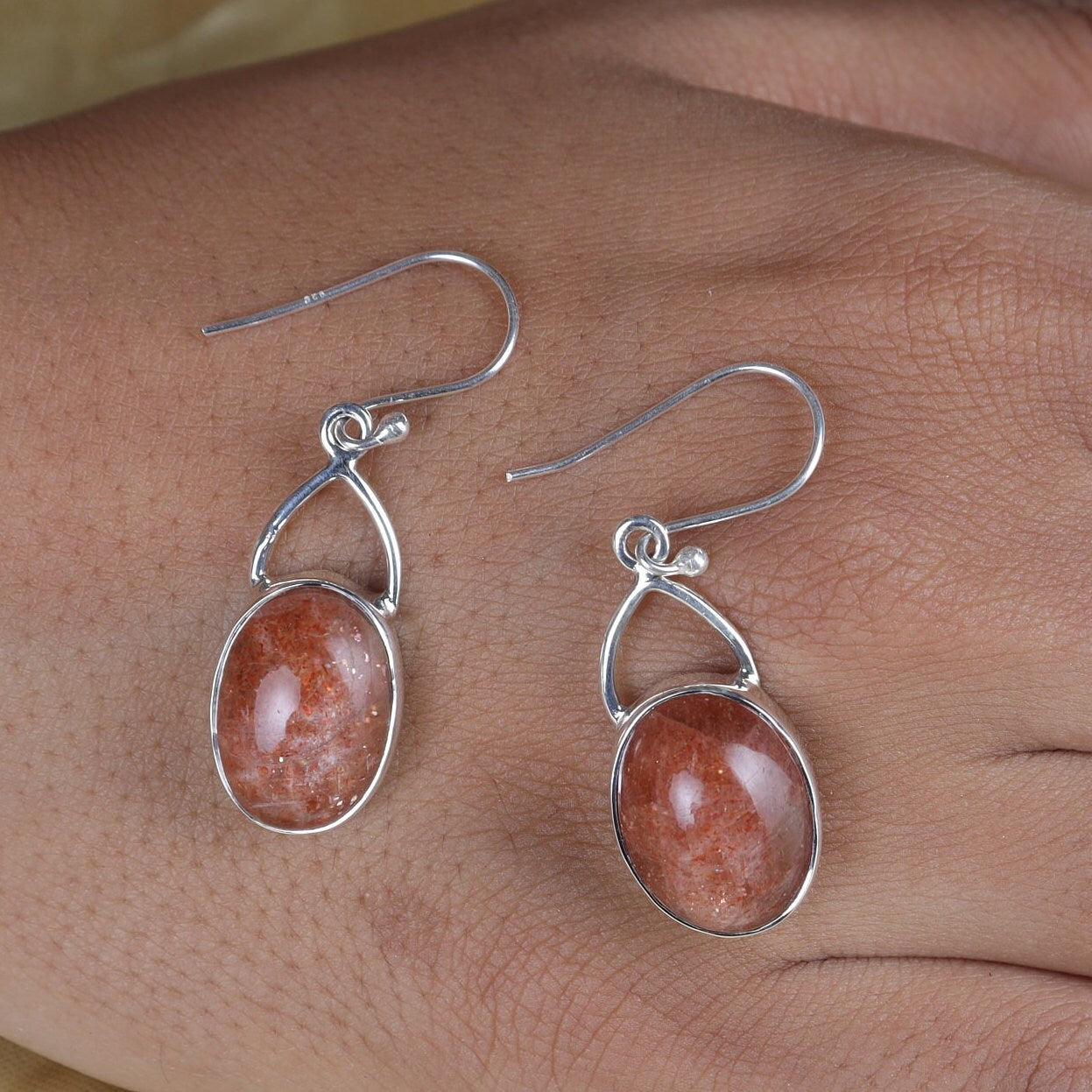 Sunstone Sterling Silver Earrings