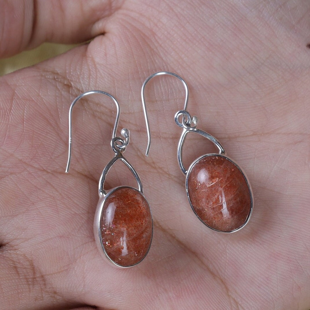 Sunstone Sterling Silver Earrings