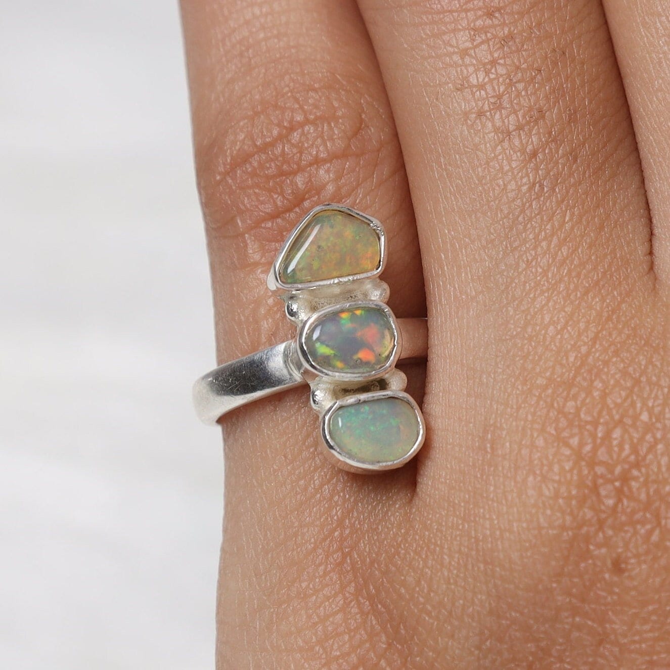 Raw Ethiopian Opal Sterling Silver Ring