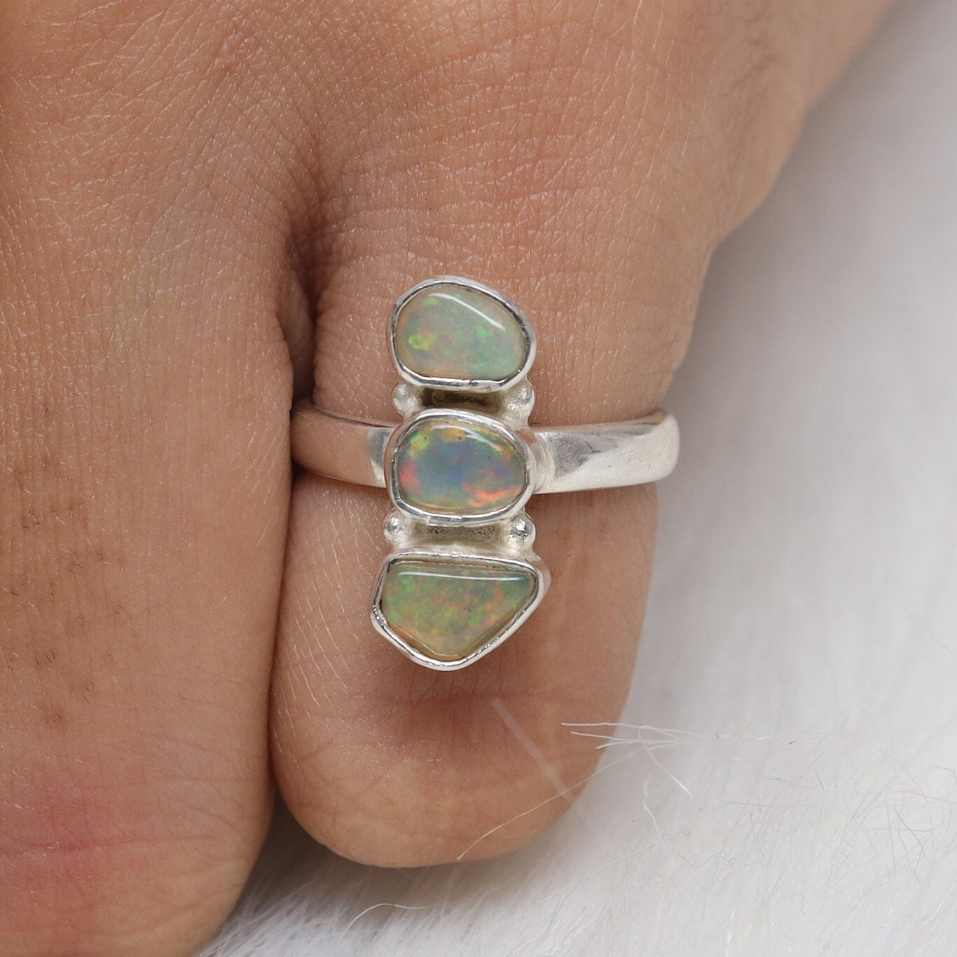 Raw Ethiopian Opal Sterling Silver Ring