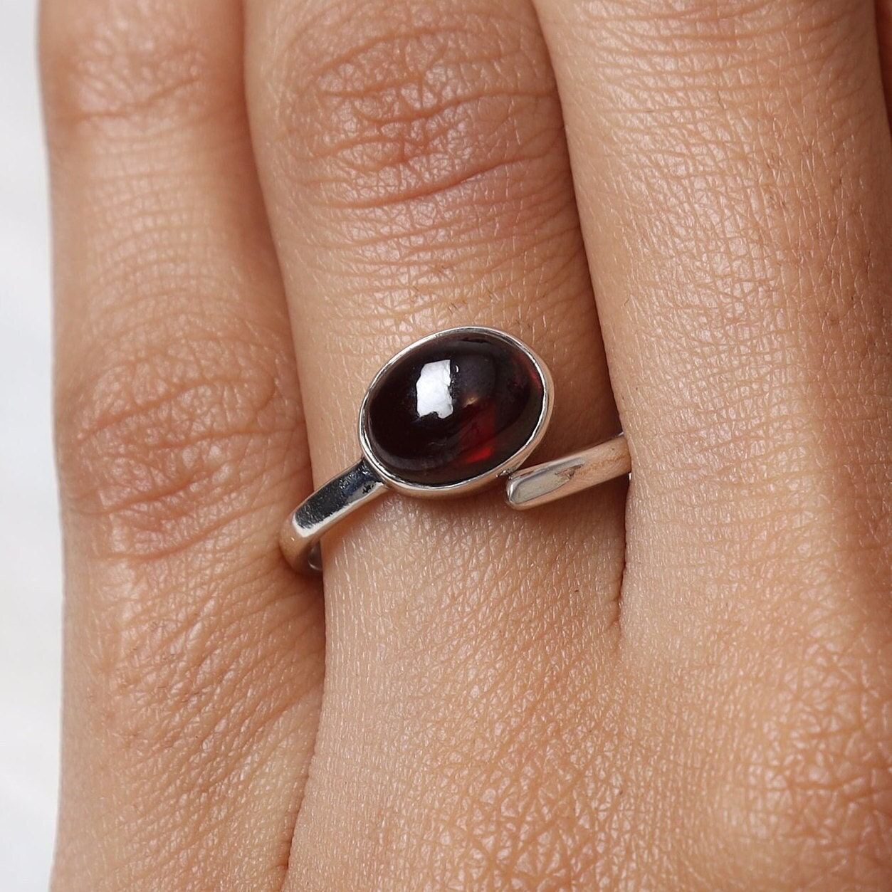 Garnet Sterling Silver Ring