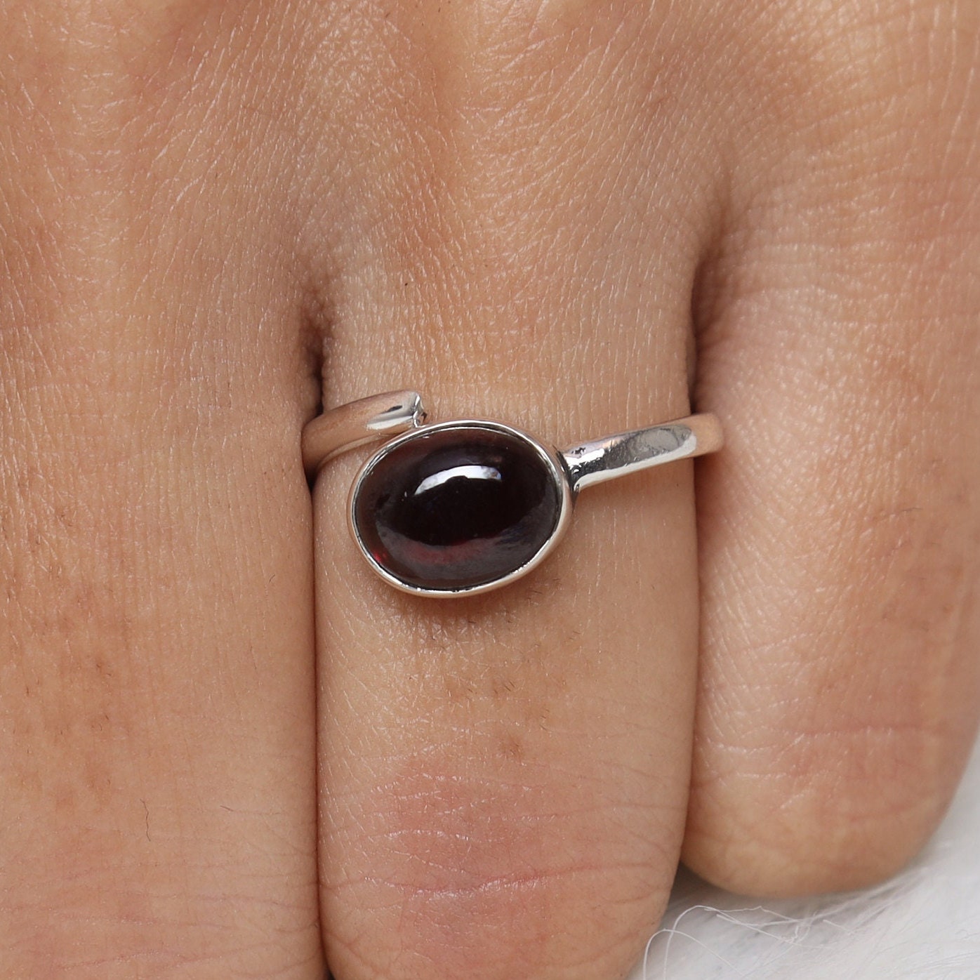 Garnet Sterling Silver Ring