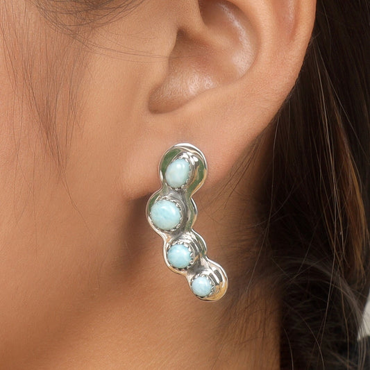 Dominican Larimar Sterling Silver Earrings