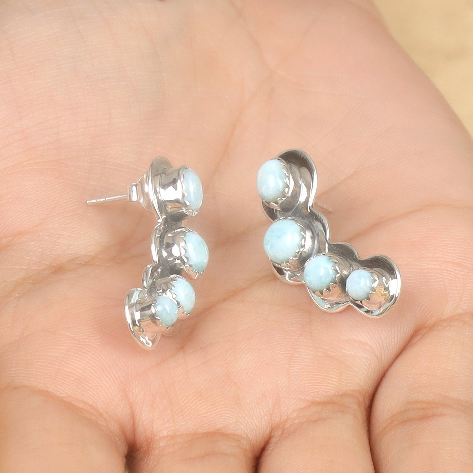 Dominican Larimar Sterling Silver Earrings