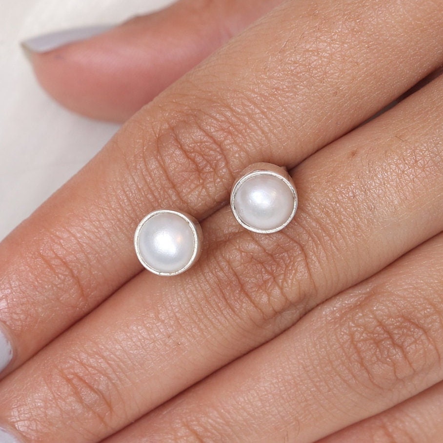 Pearl Sterling Silver Stud Earrings