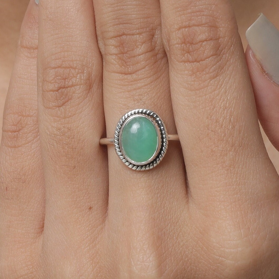 Chrysoprase Solid Sterling Silver Ring