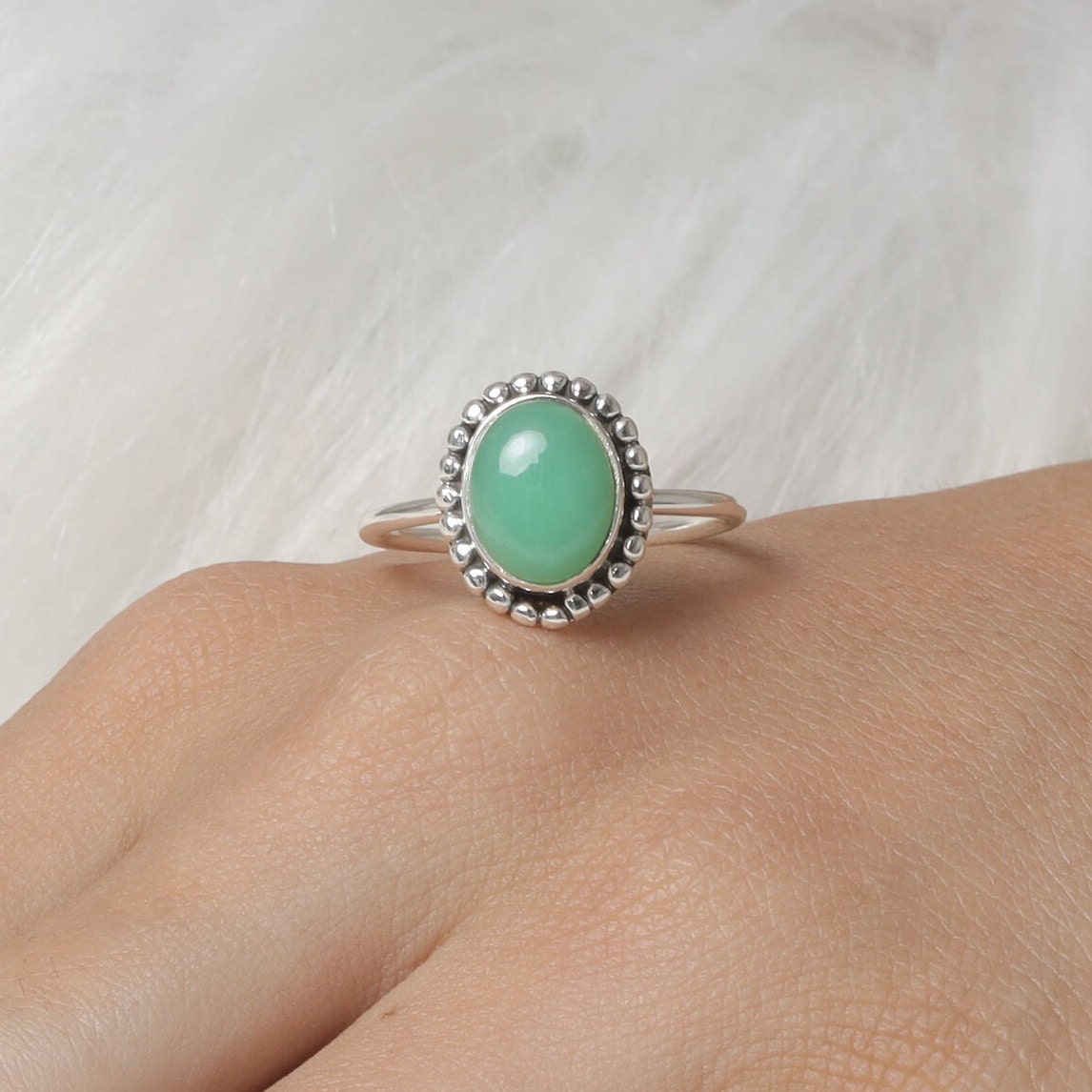 Chrysoprase 925 Sterling Silver Ring