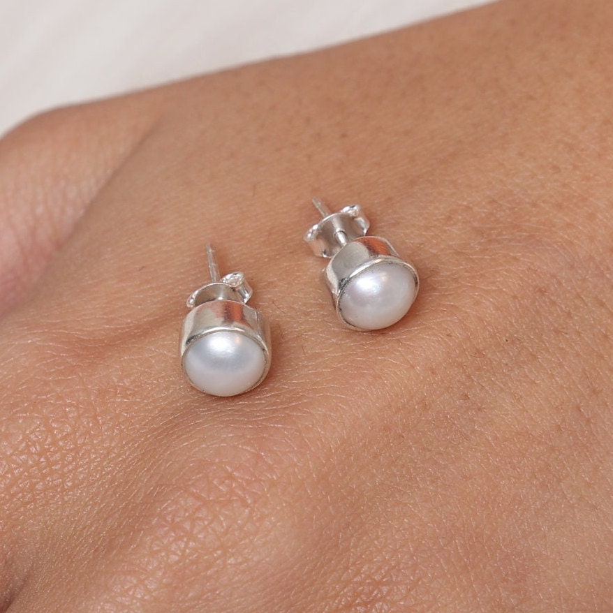 Pearl Sterling Silver Stud Earrings