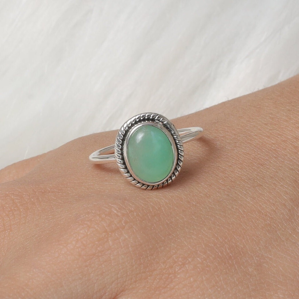 Chrysoprase Solid Sterling Silver Ring