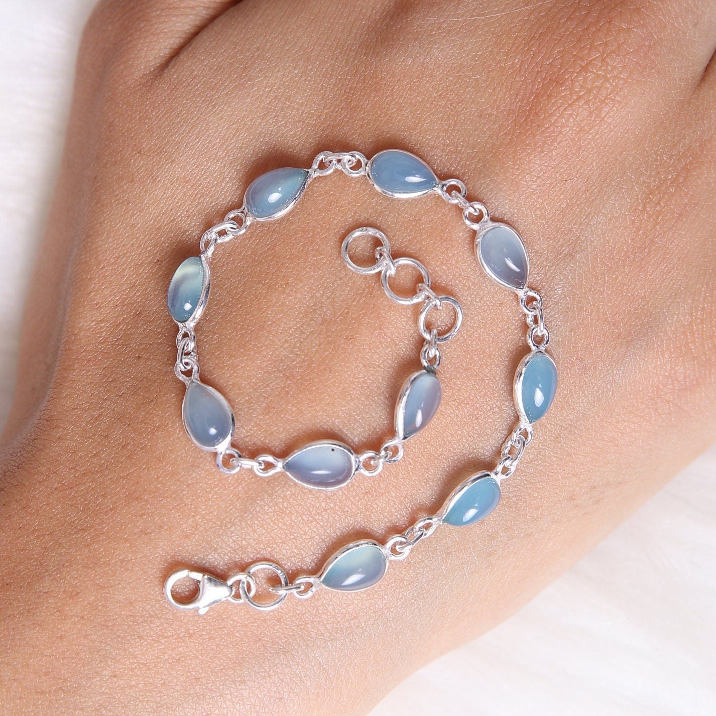 Aquamarine Sterling Silver Bracelet