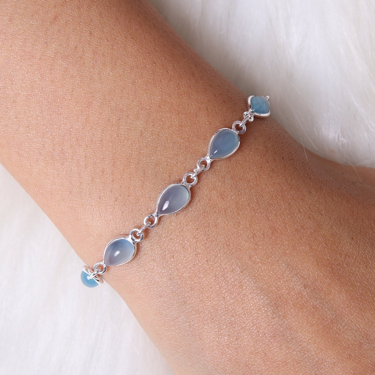 Aquamarine Sterling Silver Bracelet