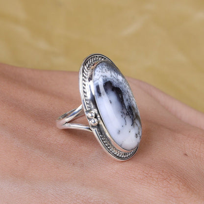 Dendrite Opal 925 Sterling Silver Ring