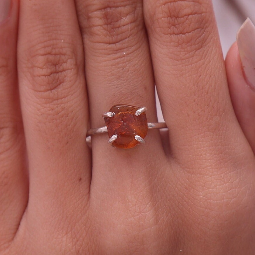 Raw Amber Sterling Silver Ring