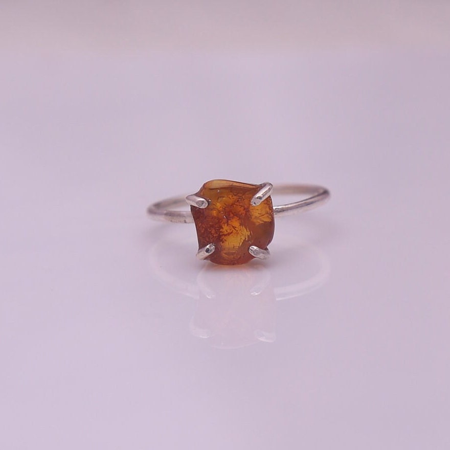 Raw Amber Sterling Silver Ring