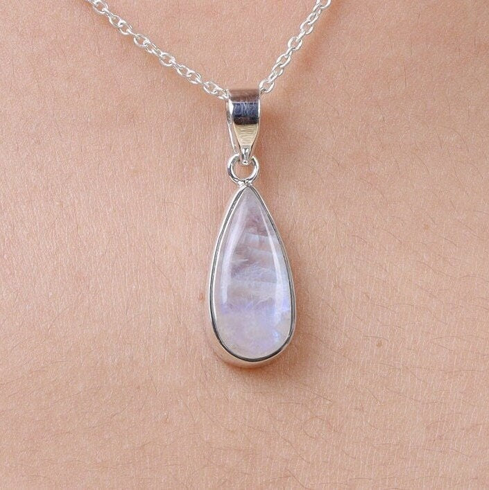 Rainbow Moonstone Sterling Silver Pendant