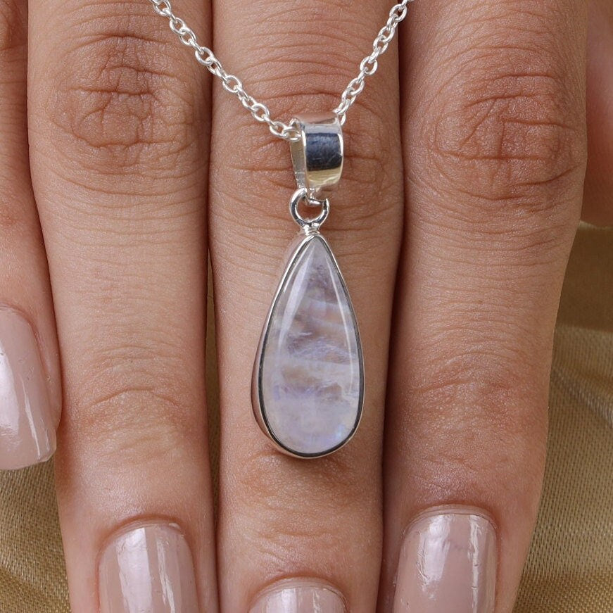 Rainbow Moonstone Sterling Silver Pendant