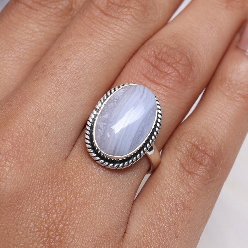 Blue Lace Agate Sterling Silver Ring