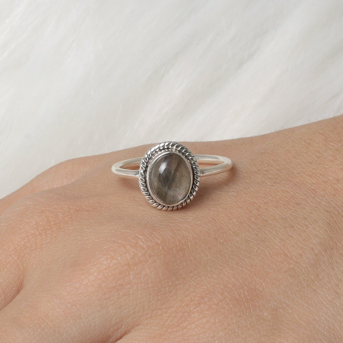 Purple Labradorite Sterling Silver Ring