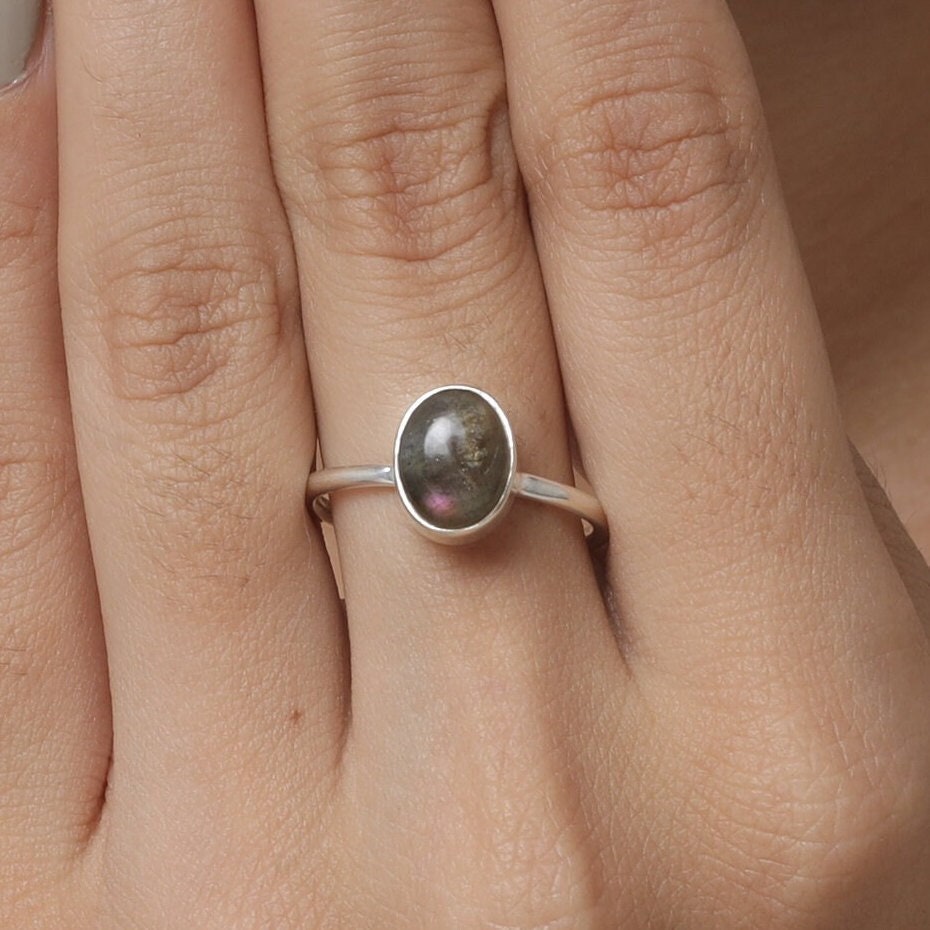 Purple Labradorite Sterling Silver Ring