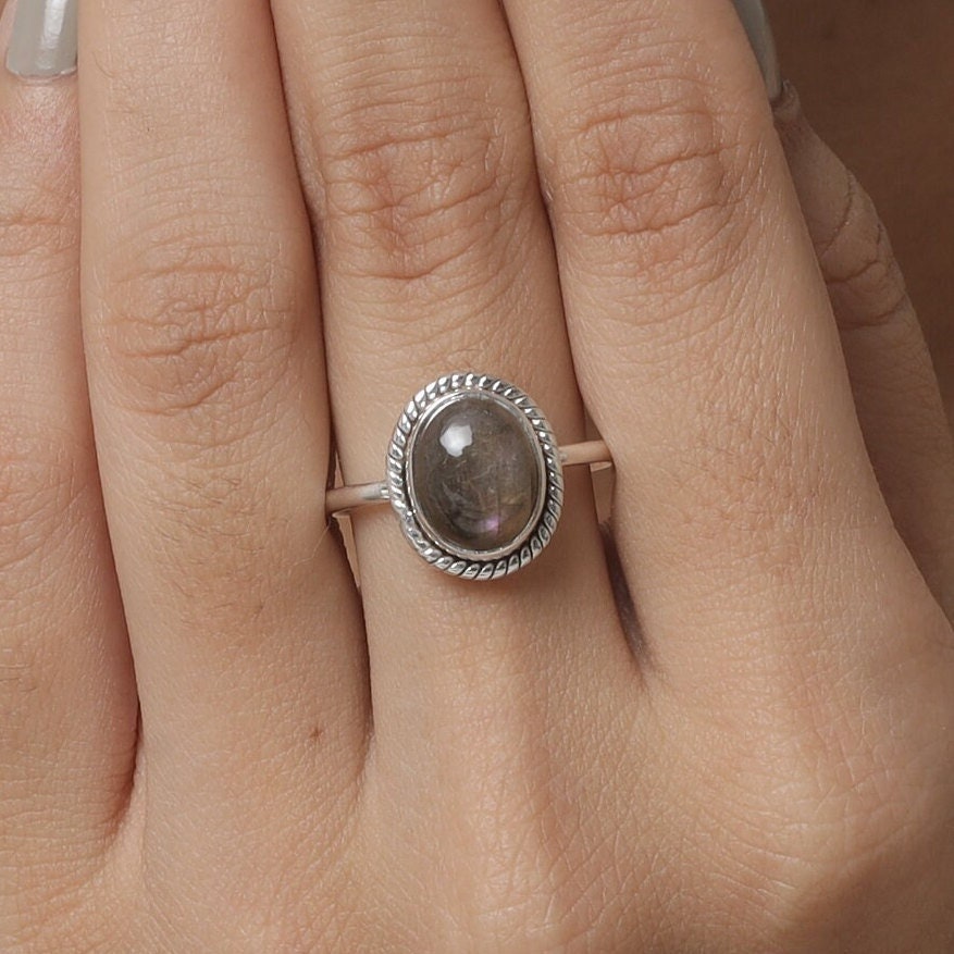 Purple Labradorite Sterling Silver Ring