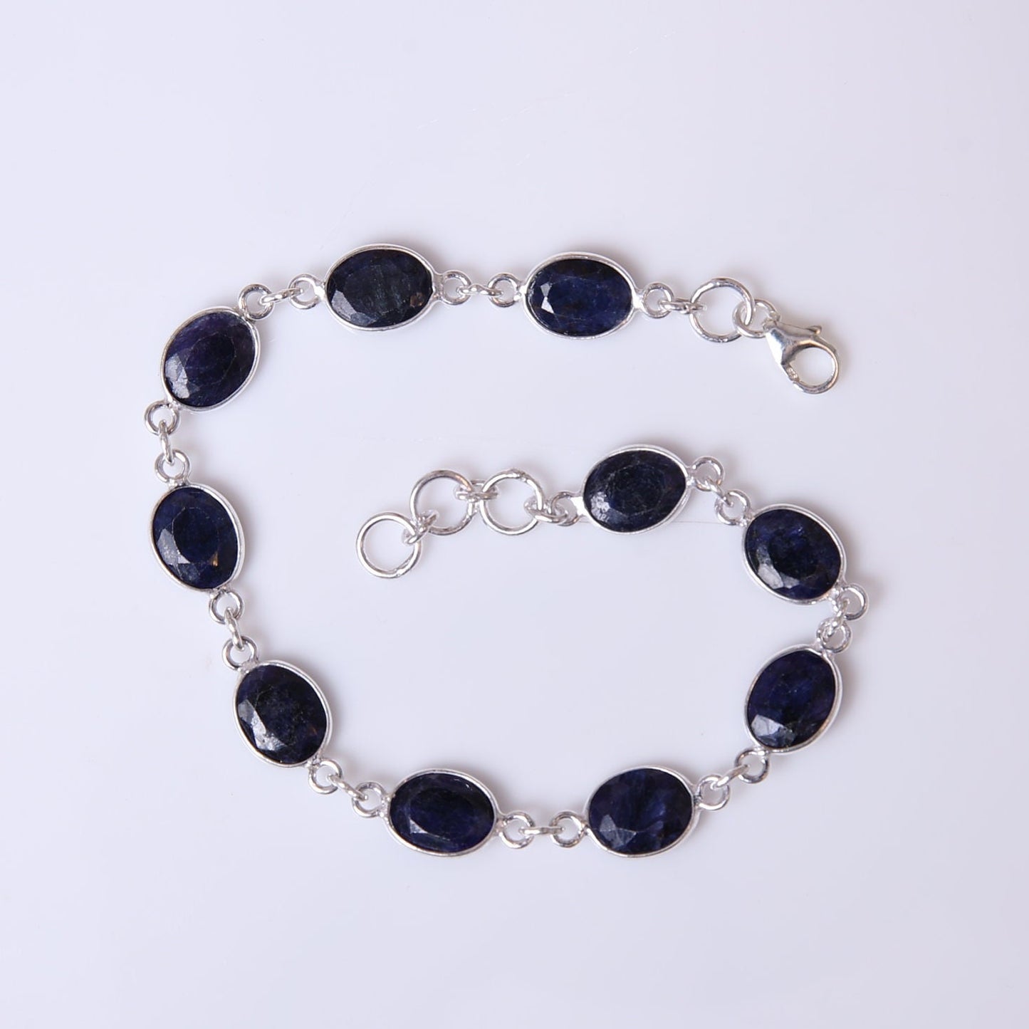 Blue Sapphire Sterling Silver Bracelet